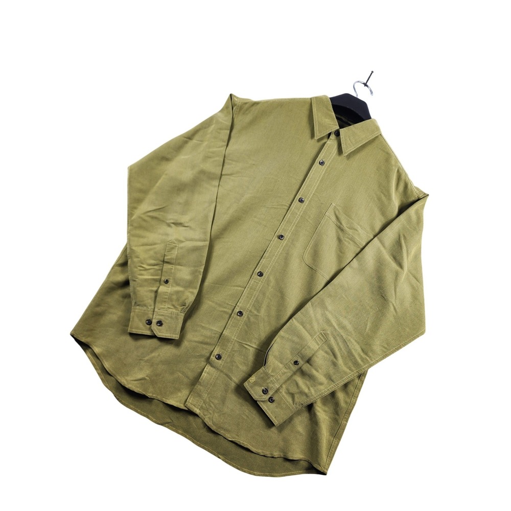 Columbia Mens XL Olive Green Textured Modal Blend Long Sleeve Button Down Shirt